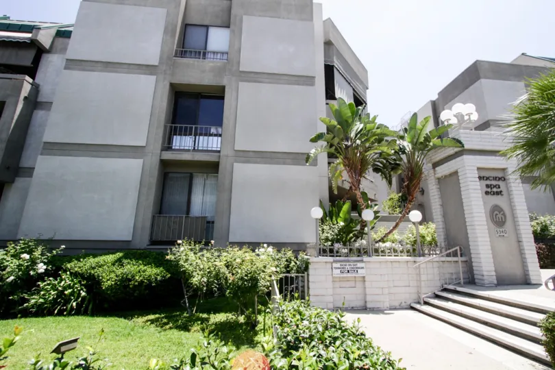 The balconies on each unit within the Encino Spa East
