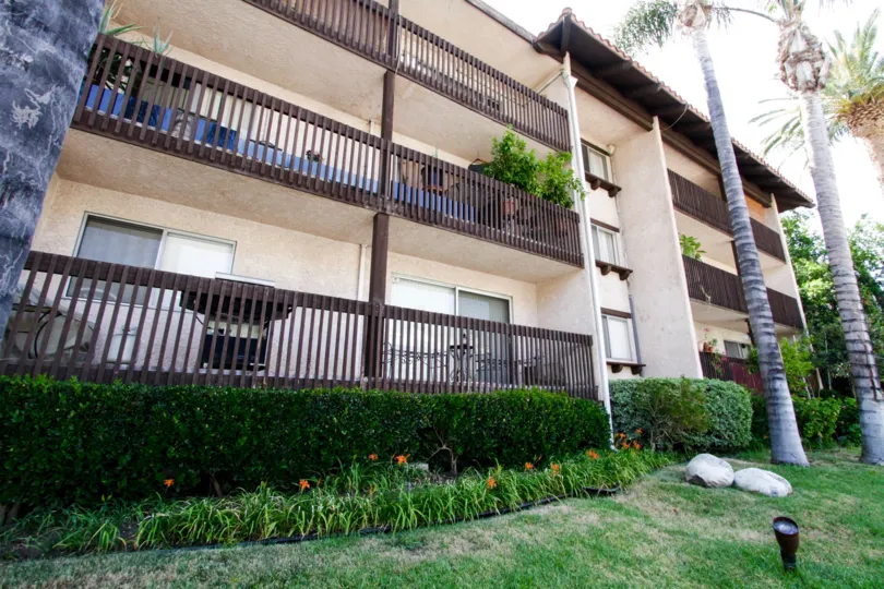 The balconies overlooking the landscaping throughout Encino Spa West