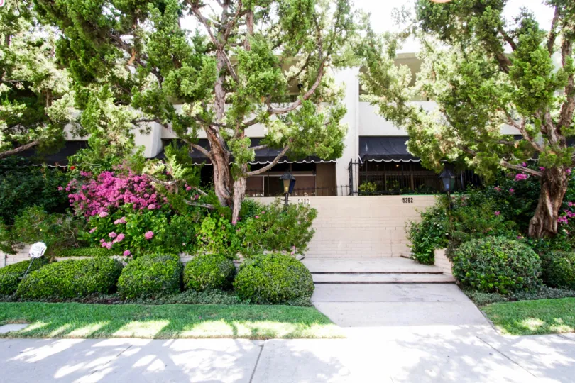 A stone wall within Encino Spa allowing for privacy