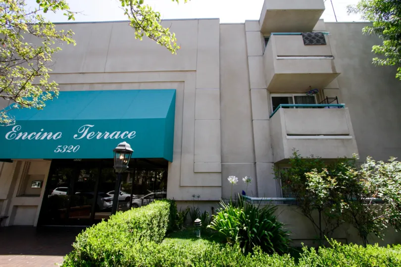 The balconies of individual units within Encino Terrace