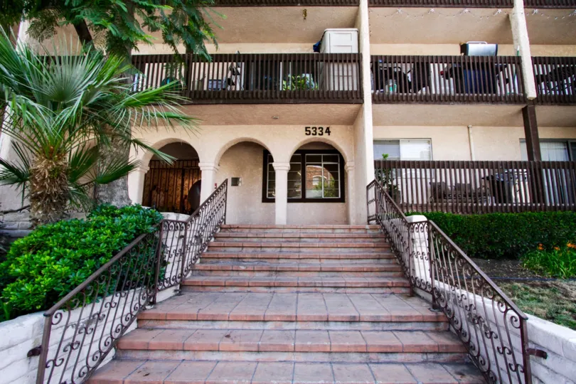 The stairway that leads up to the entrance of Encino Villas