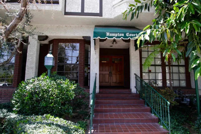 The entrance to Hampton Court in Encino