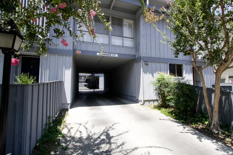 The driveway going into the private parking of Haven Gardens in Encino