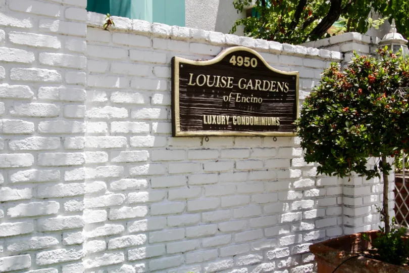 The sign announcing Louise Gardens in Encino