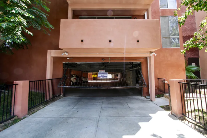 The parking gate for Mira Flores