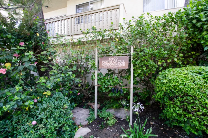 The sign that addresses Ports of Call Condominiums