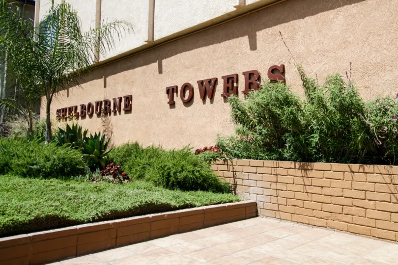 The lettering announcing your arrival to Shelbourne Towers