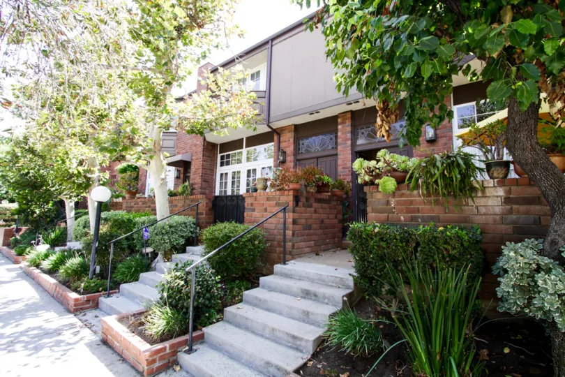 The units at The Lindbrook with private entrances and landscaping