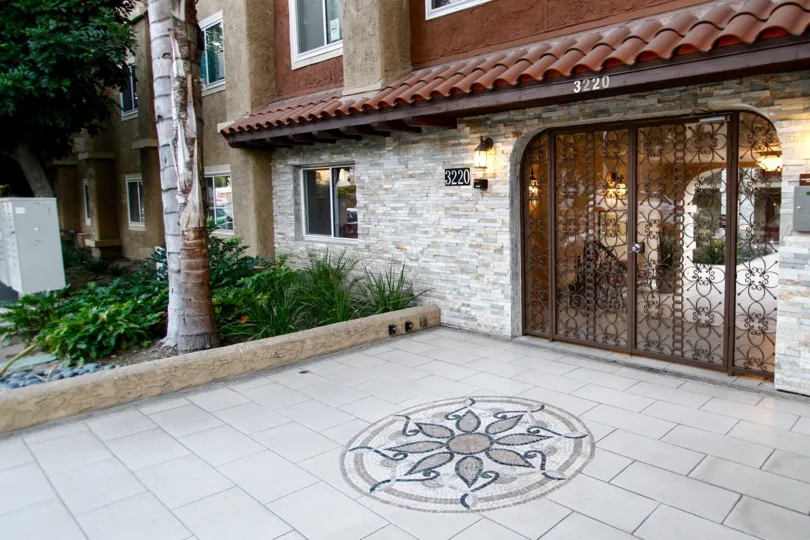 The decorative entryway into Altura Gardens
