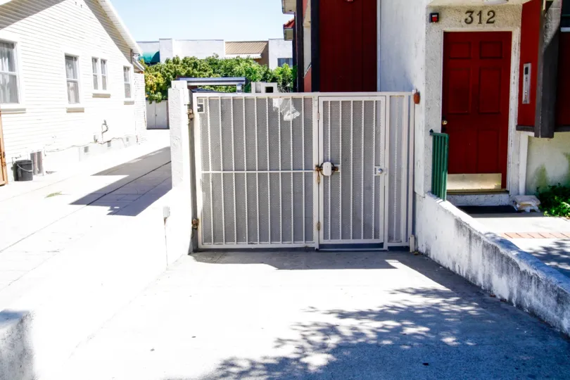 The locked door to get into California Garden