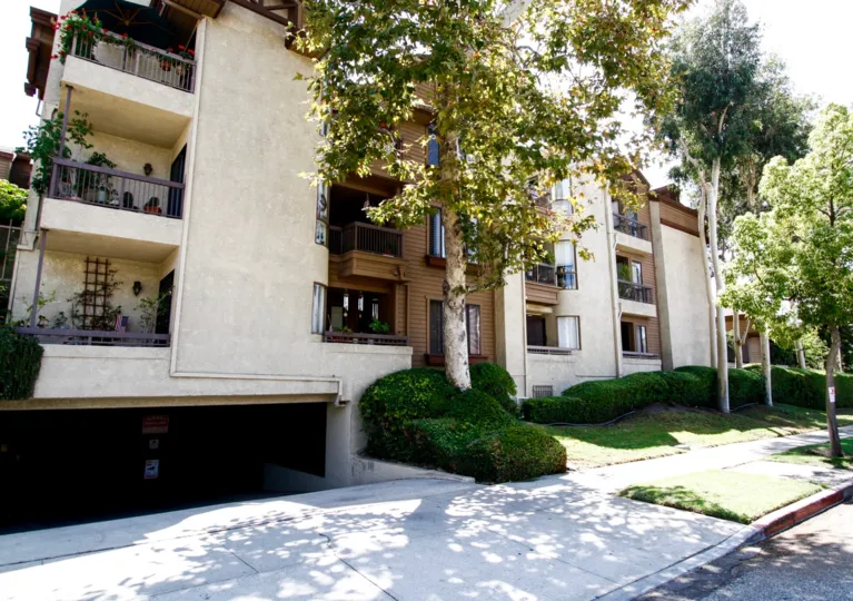 The sidewalk in front of Cobblestone Row in Glendale California
