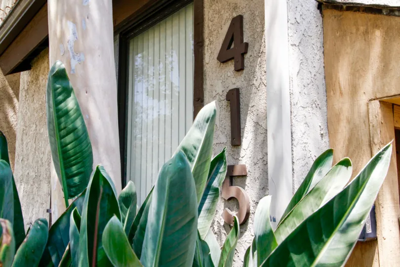 The address for Elk Townhomes on the building