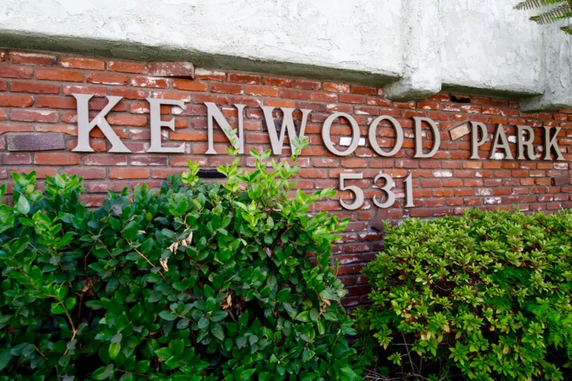The name of Kenwood Park outside the building in Glendale California