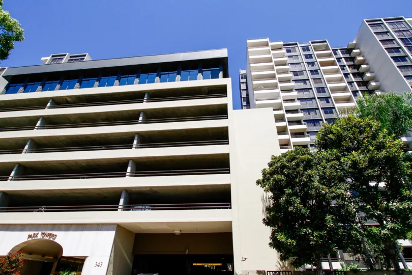 The view of Park Towers from the street