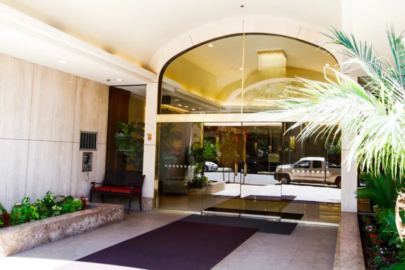 The entrance into Park Towers