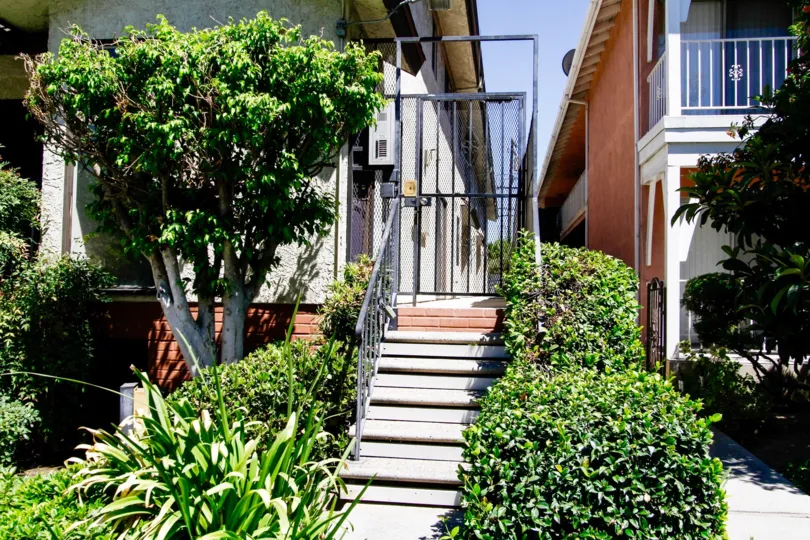 The stairs leading up to the Park Villa Townhomes