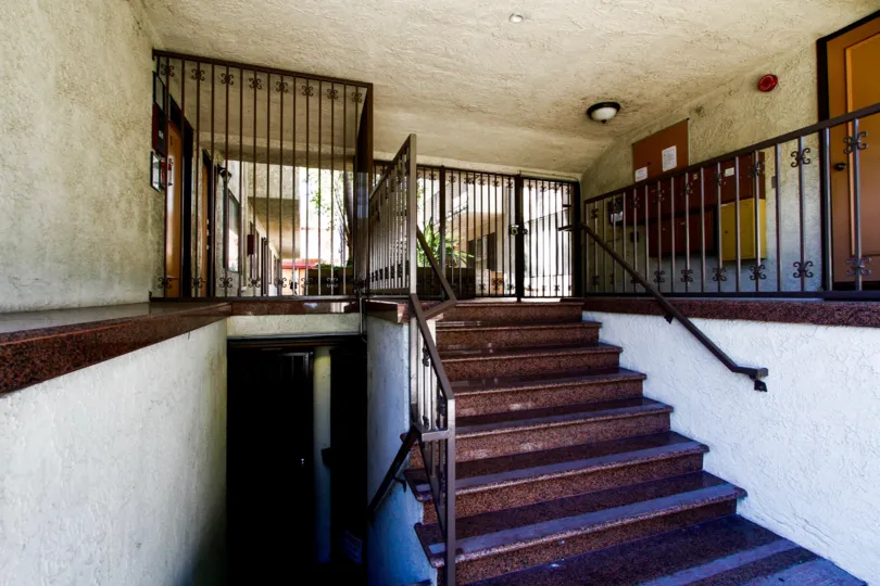 The stairs inside the Thompson Court in Glendale California