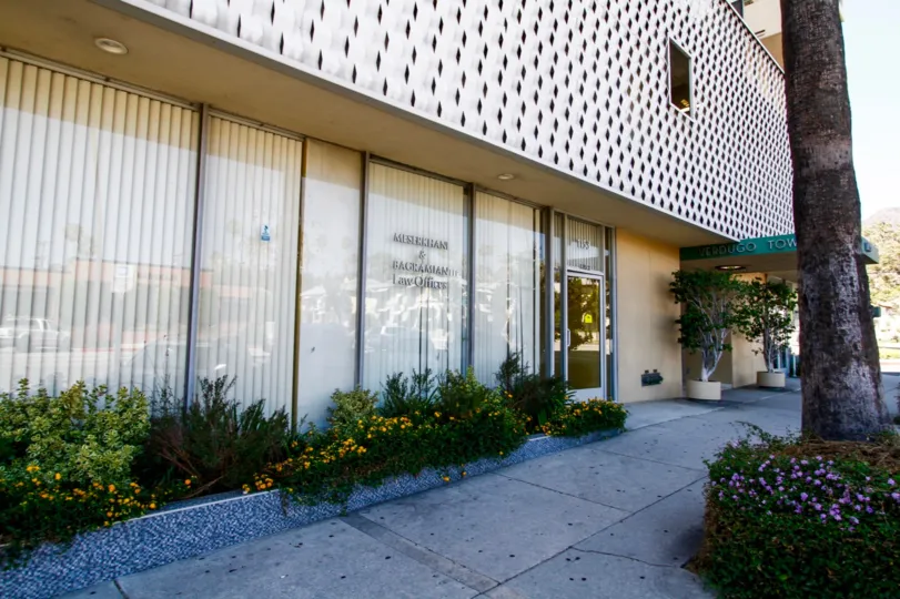 The sidewalk up to the Verdugo Towers