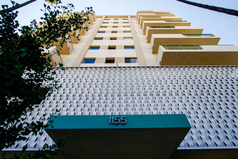 The address at the entrance of Verdugo Towers in Glendale California