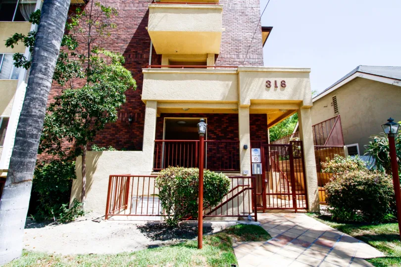 The address above the entrance into Vista Adams
