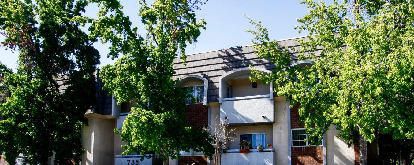 The landscaping around West California Townhomes