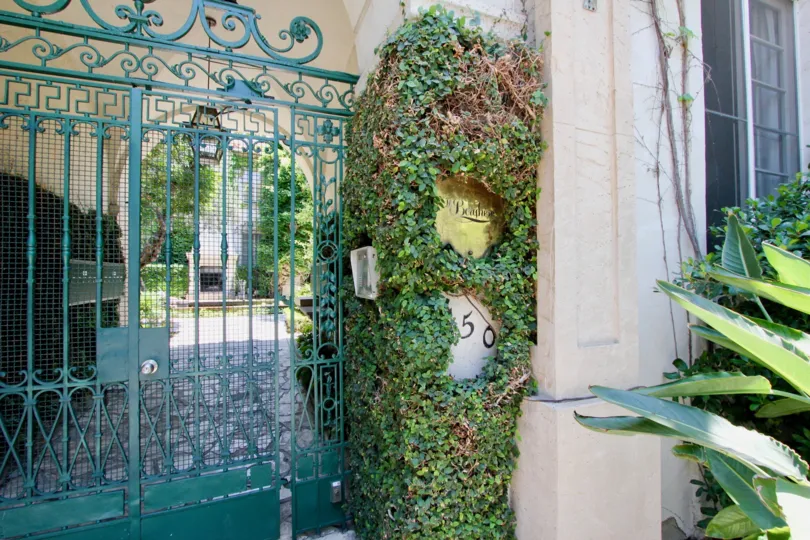 A beautiful and safe gated apartment complex with great landscaping.
