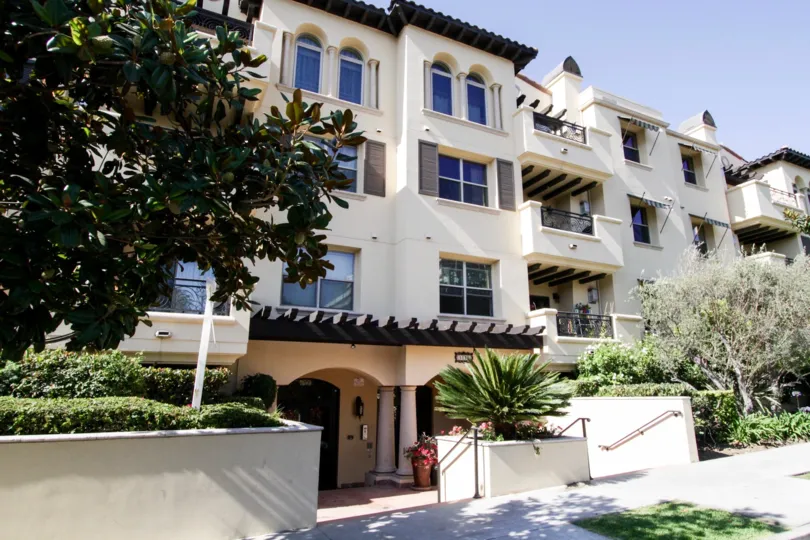 The sidewalk in front of Rosewood Villas