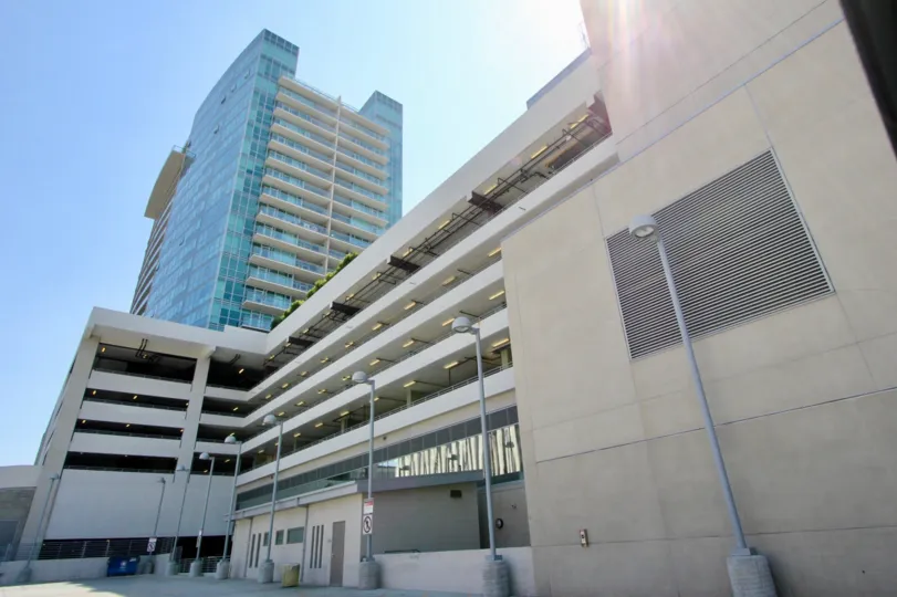 The Solair with many light poles outside the building