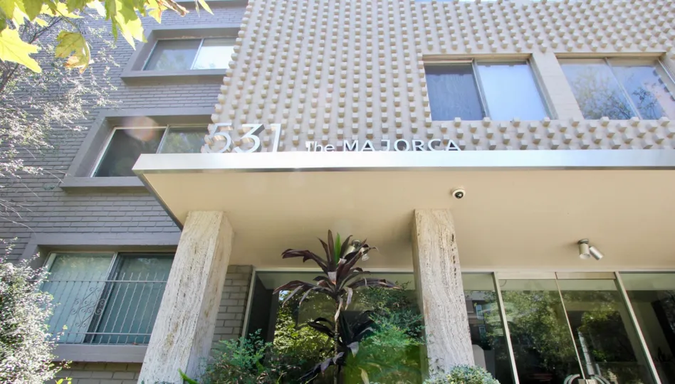 mid century modern to a fault, the majorca in the quiet, exclusive 500 block of hancock park awaits!
