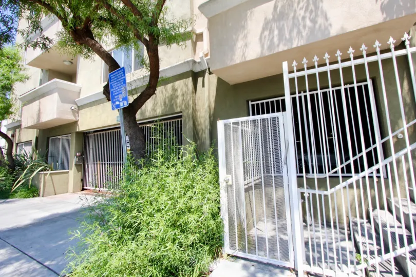 A sunny day in the Wilton Plaza with beautiful apartment and a big tree infrond of the apartment.