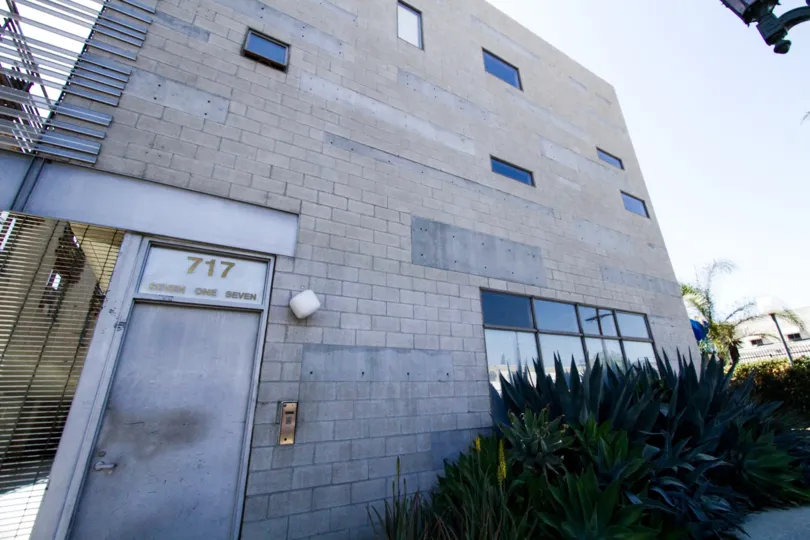 Cahuenga Lofts is constructed of stacked block and metal