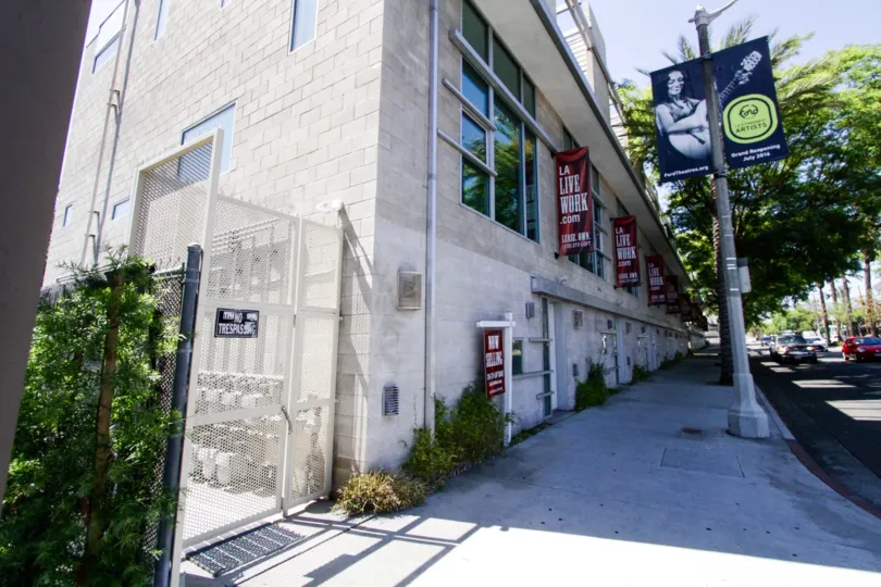 A view of the street directly outside of Highland Lofts in Hollywood