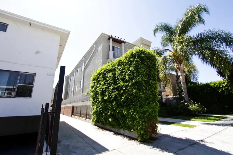 A large hedge separates Hollywood Gate Homes from the next property
