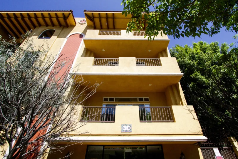 Large balconies off the front of Il Villagio in Hollywood