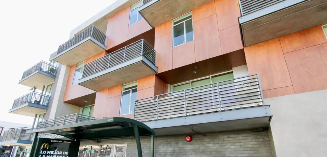 The balconies seen at Larchmont Lofts