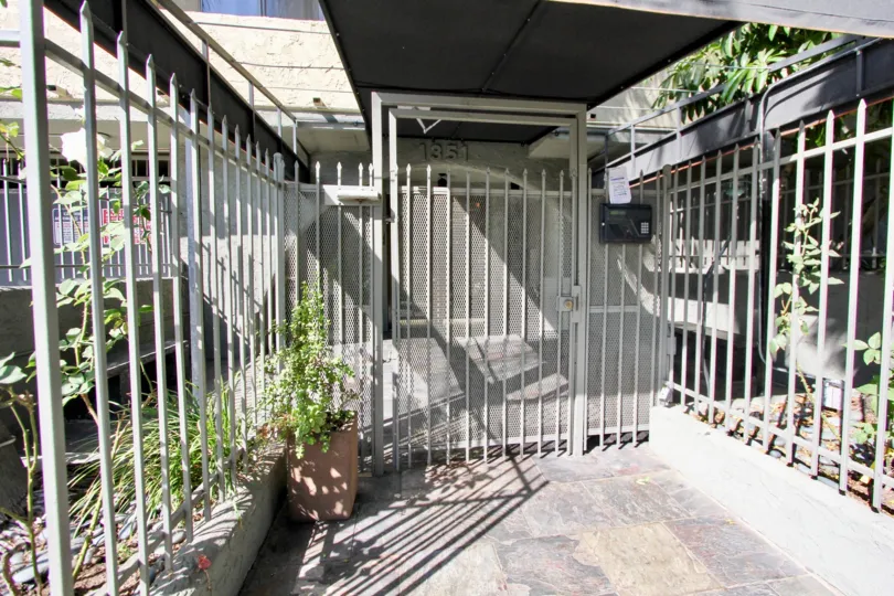 The locked entrance into Orange Drive