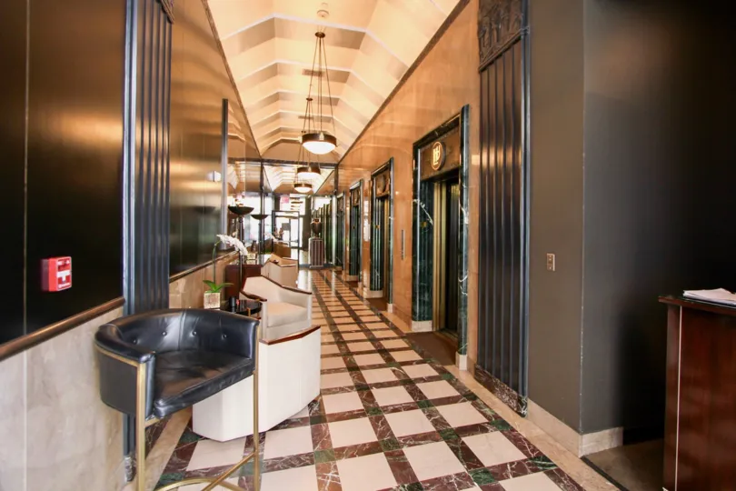 The foyer upon entering into The Lofts at Hollywood and Vine