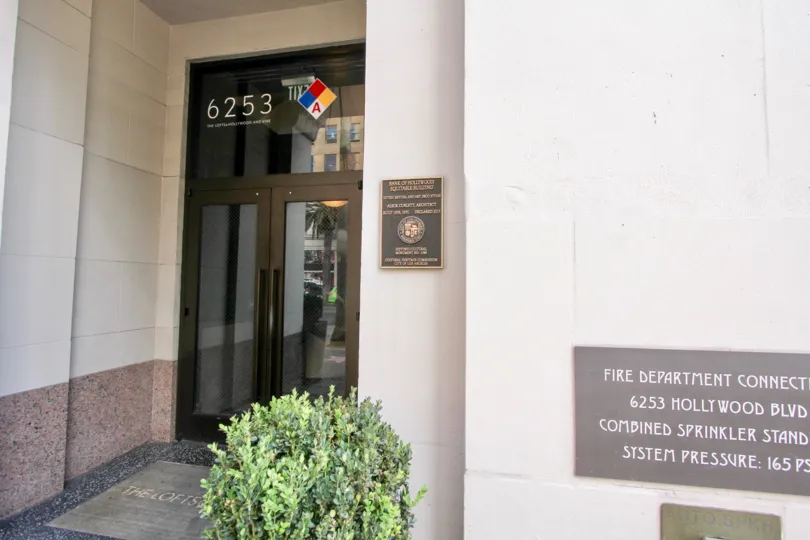 The entrance into The Lofts at Hollywood and Vine