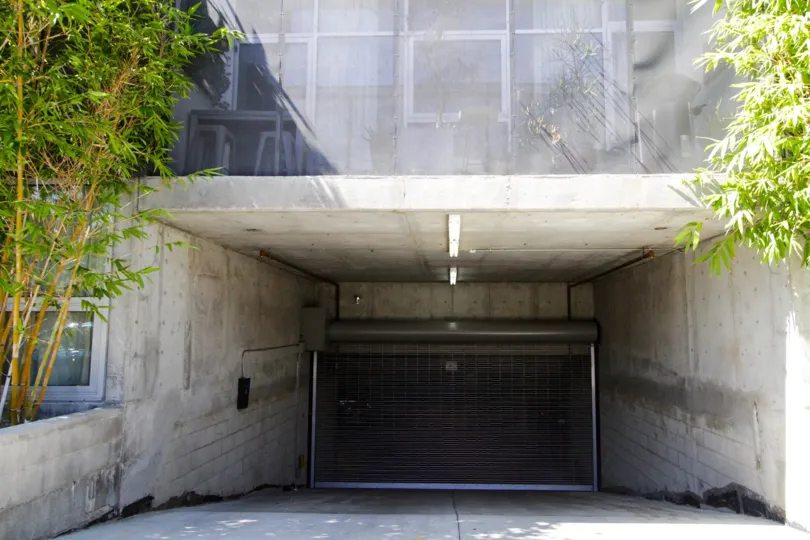 A subterranean parking entrance to WA Lofts