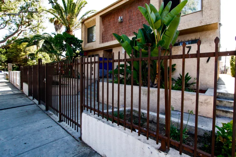 The sidewalk up to Flower Street