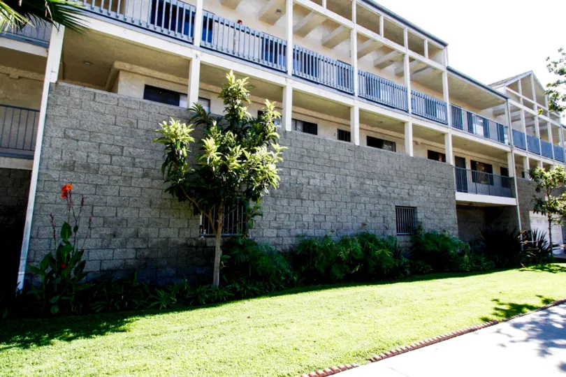 The sidewalk in front of the Grevillea Townhomes