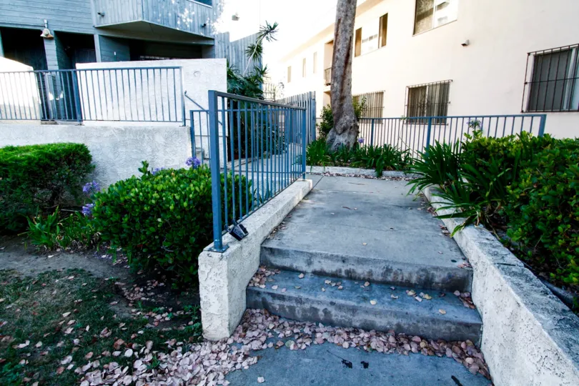 The stairs up to Hazel Street Townhouses