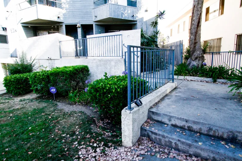 The landscaping around Hazel Street Townhouses