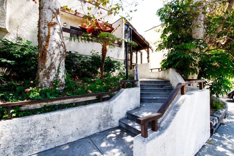 The stairs leading up to Hyde Park Village
