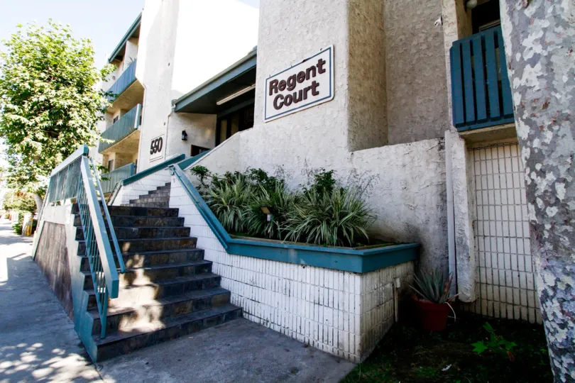 The stairs leading up to the Regent Court in Inglewood