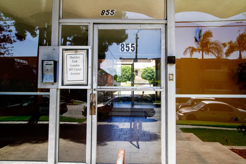 The doors leading into Sheldon Park