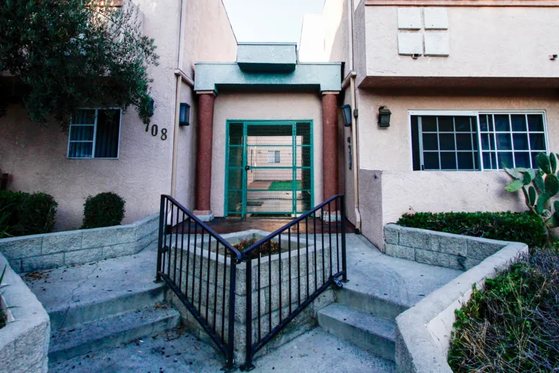 The stairs leading up to 708 N Eucalyptus Ave in Inglewood