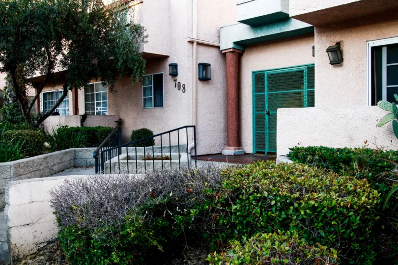 The doorway into 708 N Eucalyptus Ave