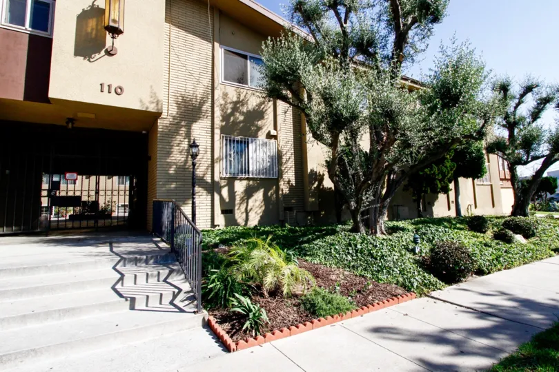 The sidewalk in front of The Hillcrest