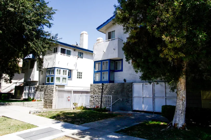 The sidewalk in front of the Venice Way Townhomes